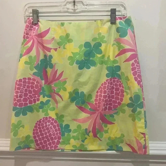 Lilly Pulitzer Pineapple Punch Vintage White Label Skirt Sz 6 - Picture 1 of 7
